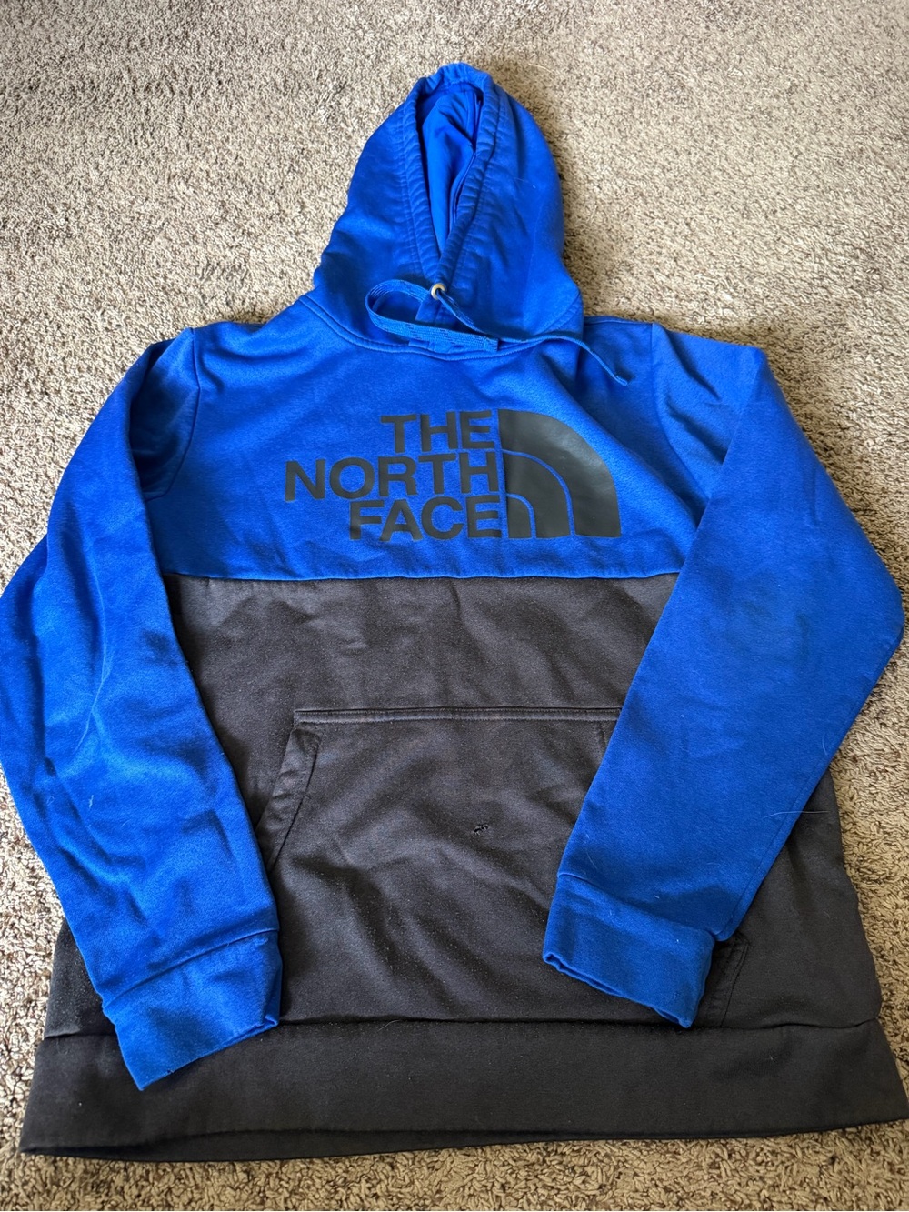 The North Face Blue and Black Colorblock Pullover Hoodie